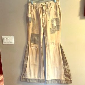 Free People Bell Bottom Tattered Pants